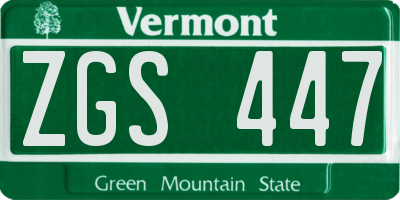 VT license plate ZGS447