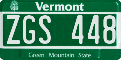 VT license plate ZGS448