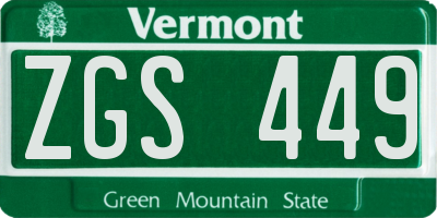 VT license plate ZGS449