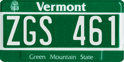 VT license plate ZGS461