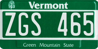 VT license plate ZGS465