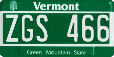 VT license plate ZGS466