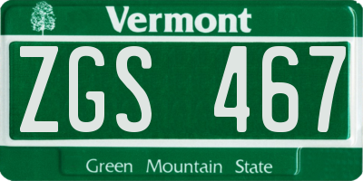 VT license plate ZGS467