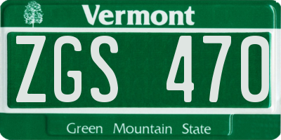 VT license plate ZGS470