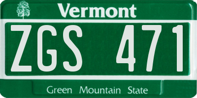 VT license plate ZGS471