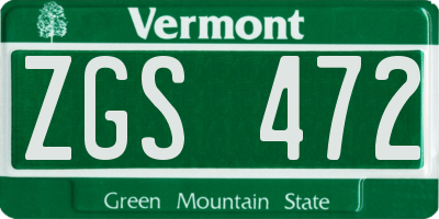 VT license plate ZGS472