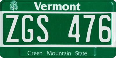 VT license plate ZGS476