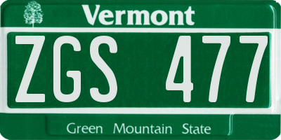 VT license plate ZGS477