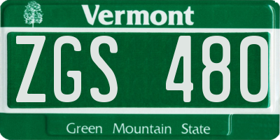 VT license plate ZGS480