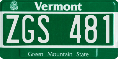 VT license plate ZGS481