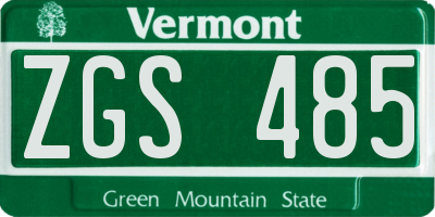 VT license plate ZGS485