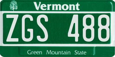 VT license plate ZGS488