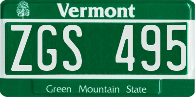 VT license plate ZGS495