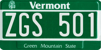 VT license plate ZGS501
