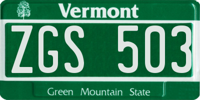 VT license plate ZGS503