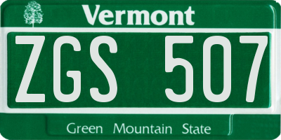 VT license plate ZGS507