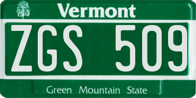 VT license plate ZGS509