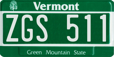 VT license plate ZGS511