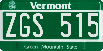 VT license plate ZGS515