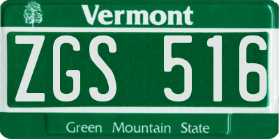 VT license plate ZGS516