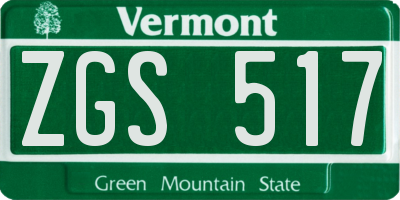 VT license plate ZGS517