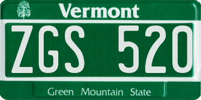 VT license plate ZGS520