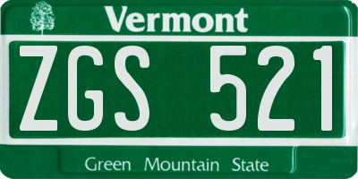 VT license plate ZGS521