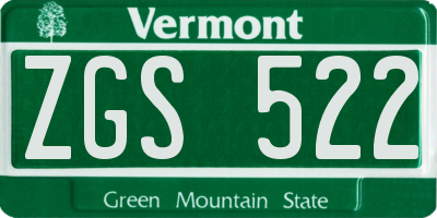 VT license plate ZGS522