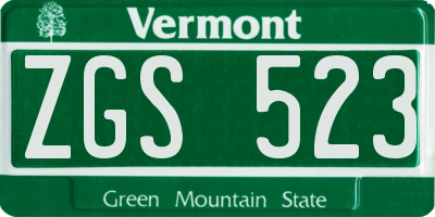 VT license plate ZGS523