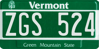 VT license plate ZGS524