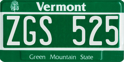VT license plate ZGS525