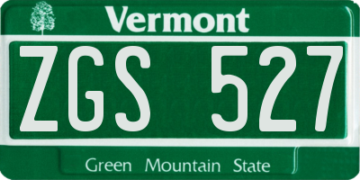 VT license plate ZGS527