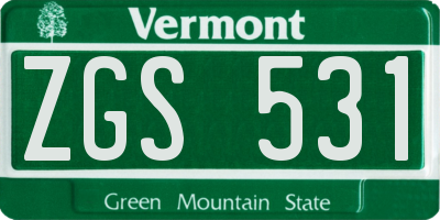 VT license plate ZGS531