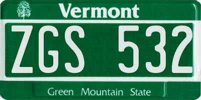 VT license plate ZGS532