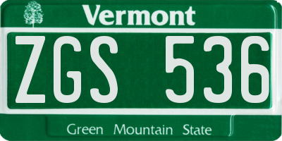 VT license plate ZGS536