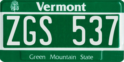 VT license plate ZGS537
