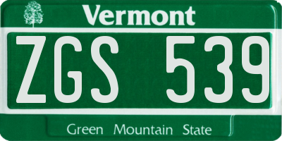 VT license plate ZGS539