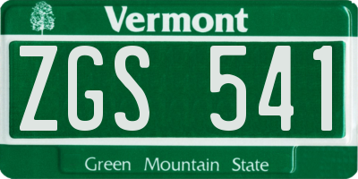 VT license plate ZGS541