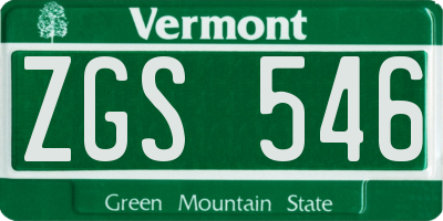 VT license plate ZGS546