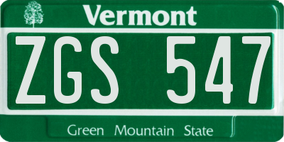 VT license plate ZGS547