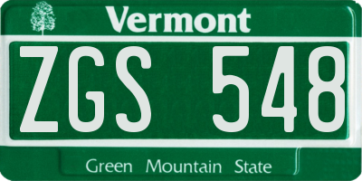 VT license plate ZGS548