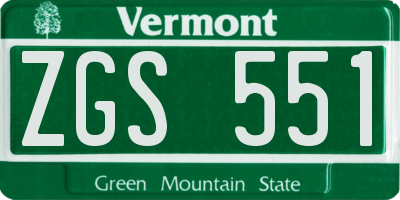 VT license plate ZGS551