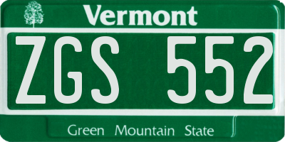 VT license plate ZGS552