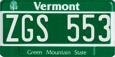 VT license plate ZGS553