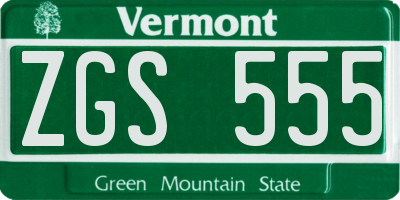 VT license plate ZGS555