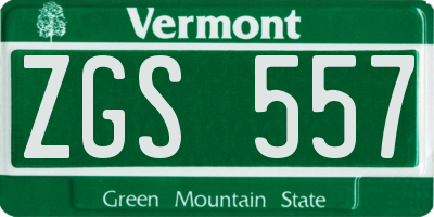 VT license plate ZGS557