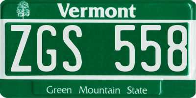 VT license plate ZGS558