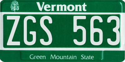 VT license plate ZGS563
