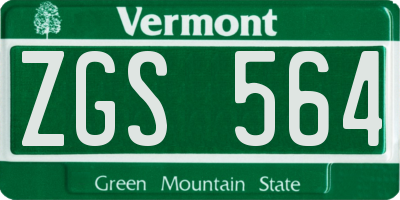 VT license plate ZGS564