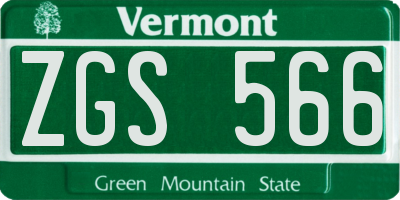 VT license plate ZGS566